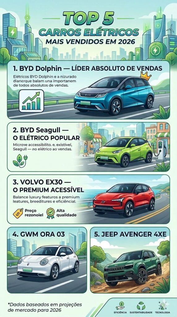 carros eletricos mais vendidos 2026 2